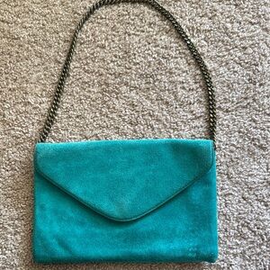 J. Crew Blue Clutch with Chain Strap